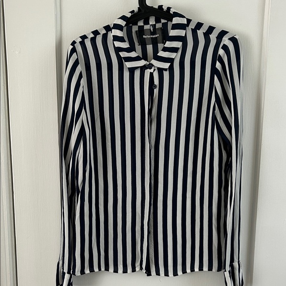 Reformation Tops - Reformation Navy and White Striped Top